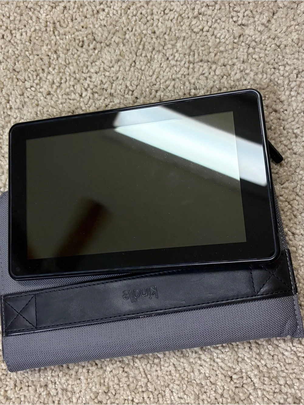 Amazon Tablet with Black Display and Gray Case